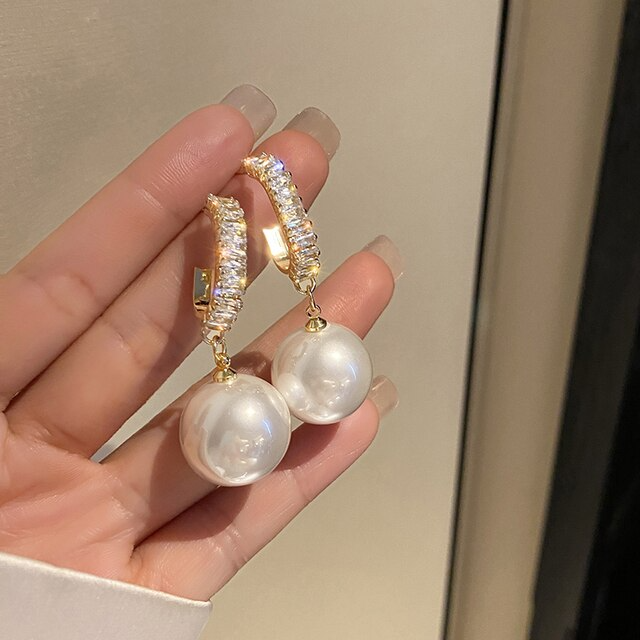 Crystal Pearl Drop Earrings