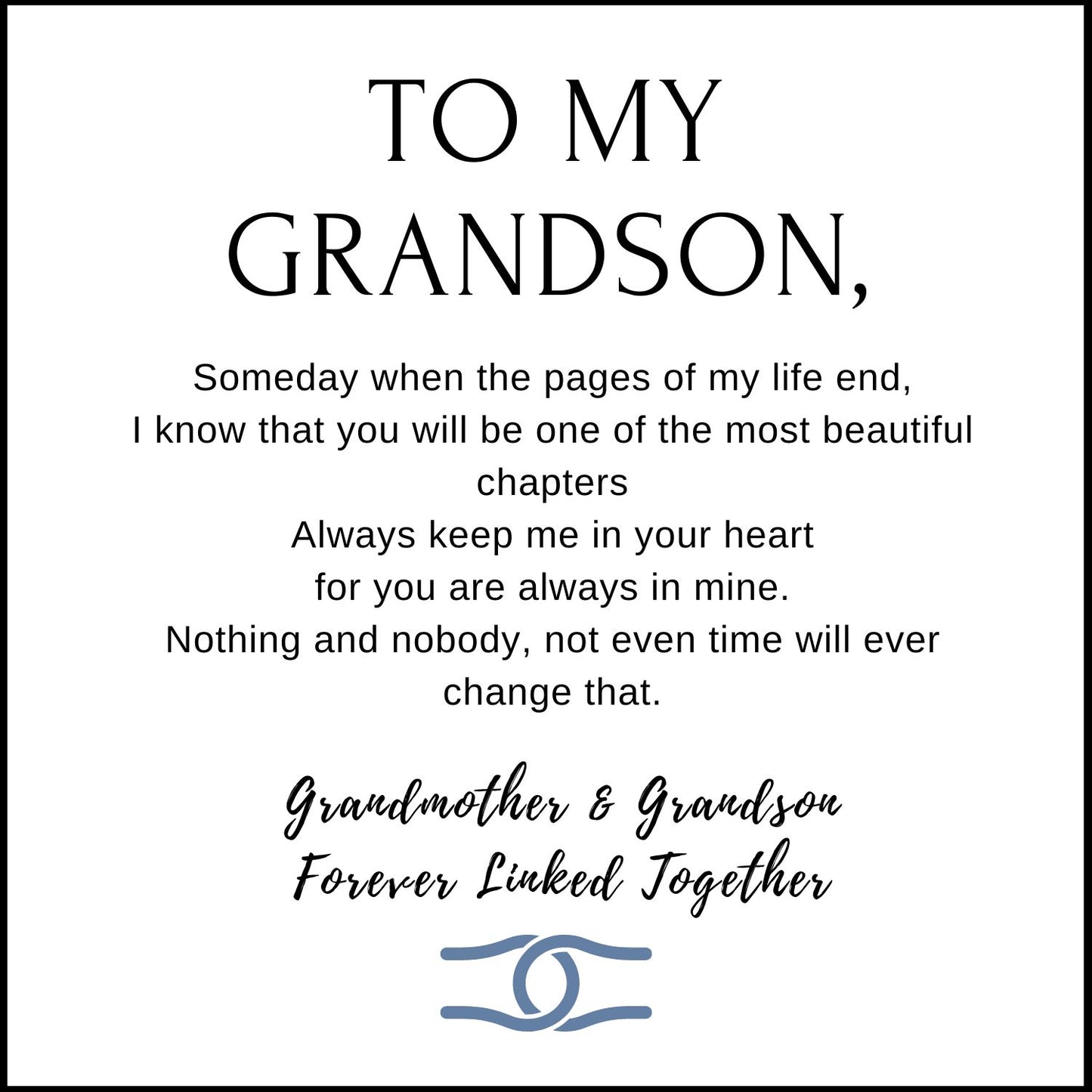 "Grandmother and Grandson Forever Linked Together" Braided Leather Bracelet