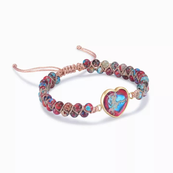 To My Granddaughter Love You Forever - Jasper Heart Bracelet