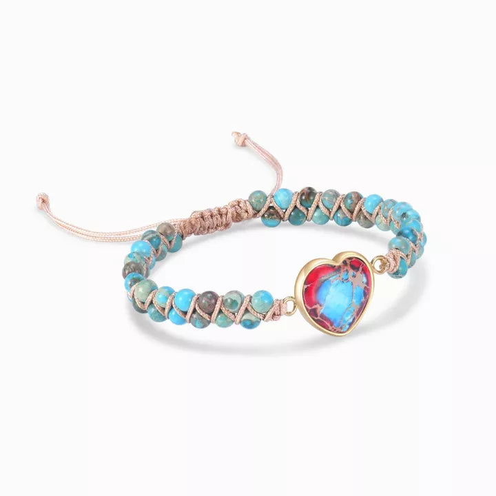 To My Granddaughter Love You Forever - Jasper Heart Bracelet