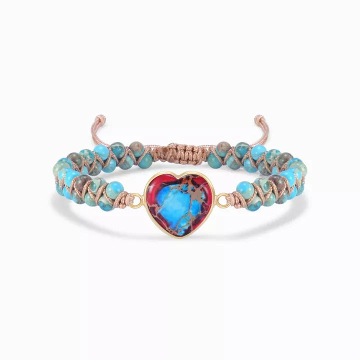 Granddaughter Love & Light - Jasper Heart Bracelet