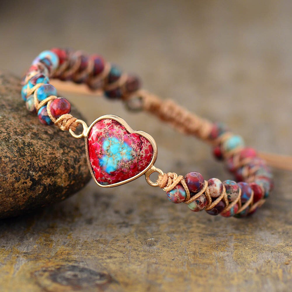 Granddaughter Love & Light - Jasper Heart Bracelet