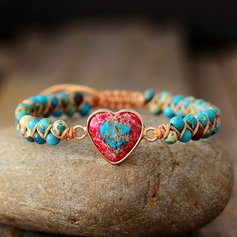 Granddaughter Love & Light - Jasper Heart Bracelet