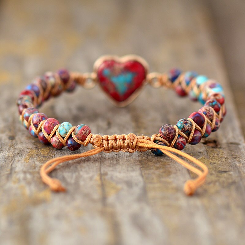 Granddaughter Love & Light - Jasper Heart Bracelet