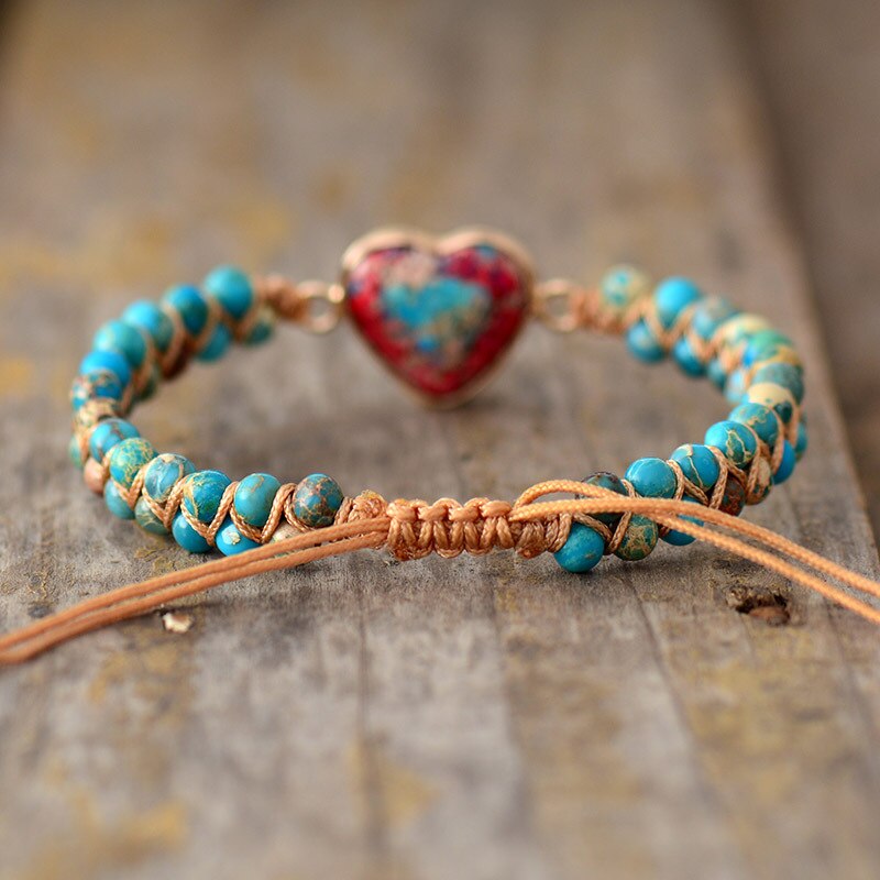 Granddaughter Love & Light - Jasper Heart Bracelet