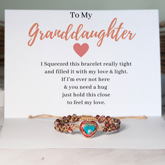 Granddaughter Love & Light - Jasper Heart Bracelet