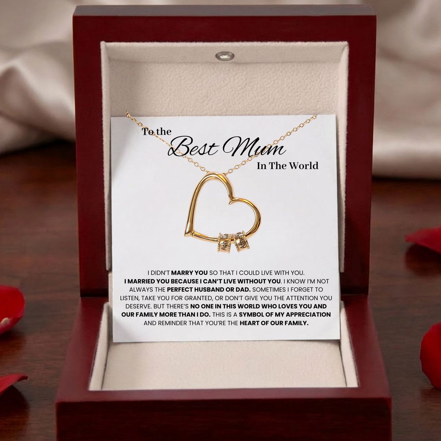 To the Best Mum -  Love Engraved Pendant with LED Box