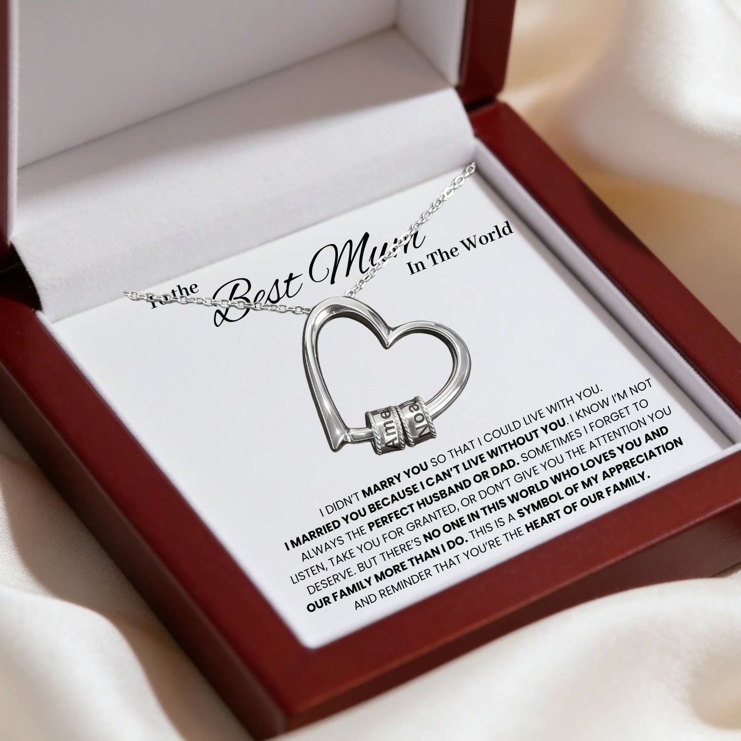 To the Best Mum -  Love Engraved Pendant with LED Box