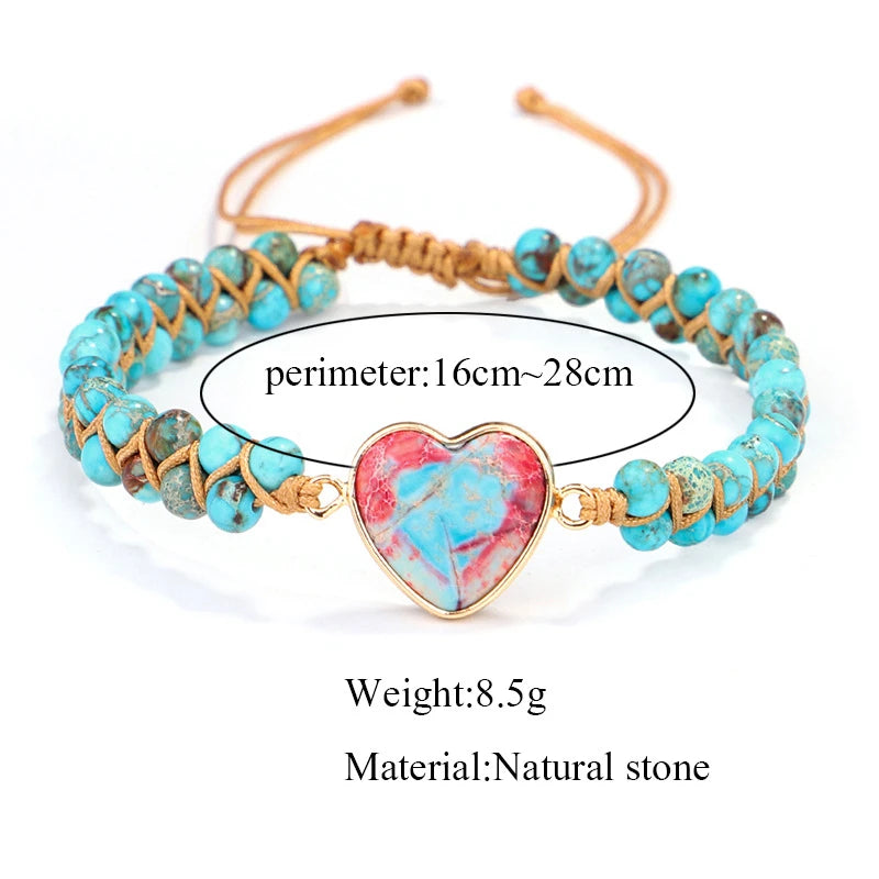 Granddaughter Love & Light - Jasper Heart Bracelet