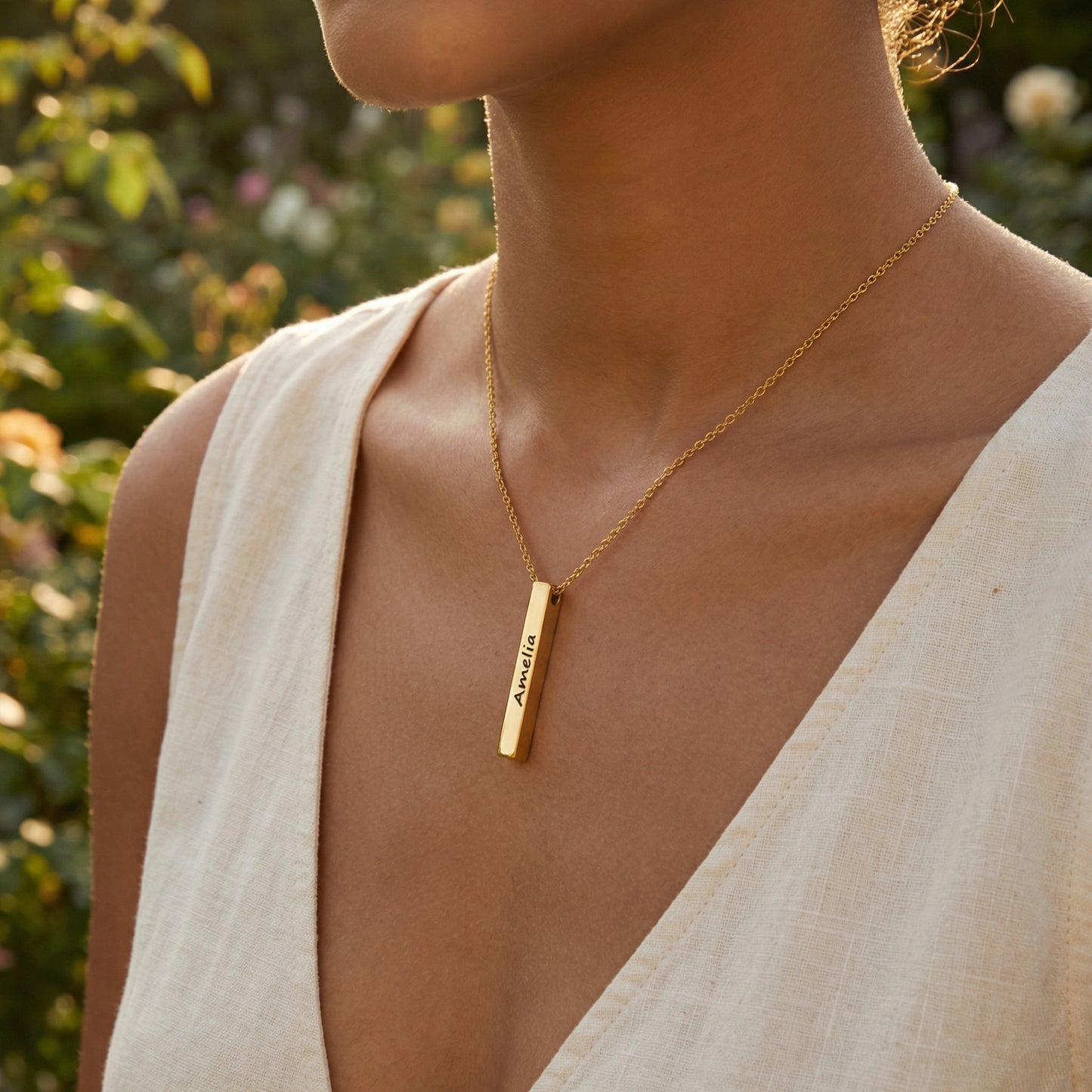 Engraved Bar Necklace