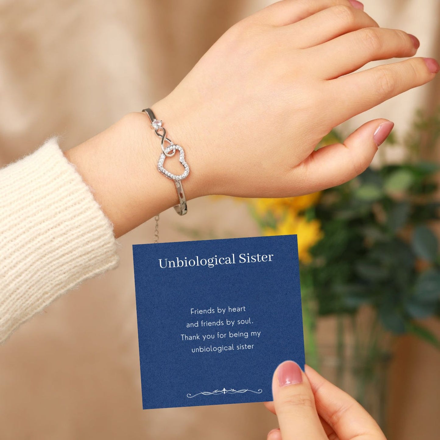 Unbiological Sister Infinity Heart Bracelet