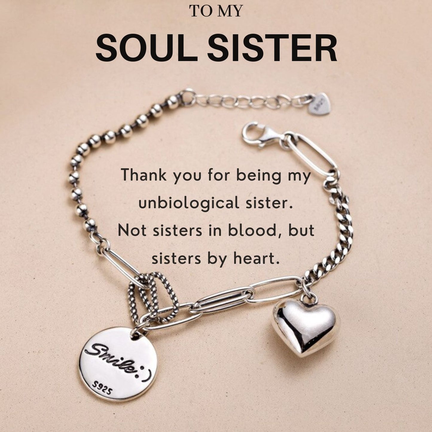 Soul Sister - Smile and Heart Charm Bracelet