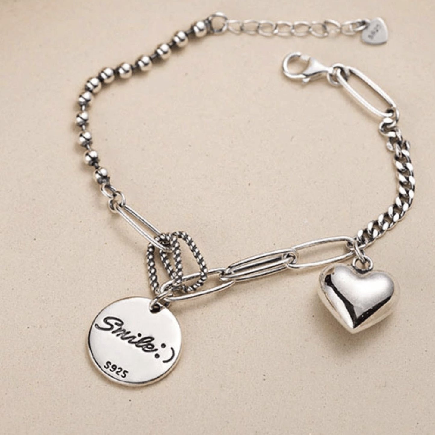 Smile and Heart Charm Bracelet - Granddaughter