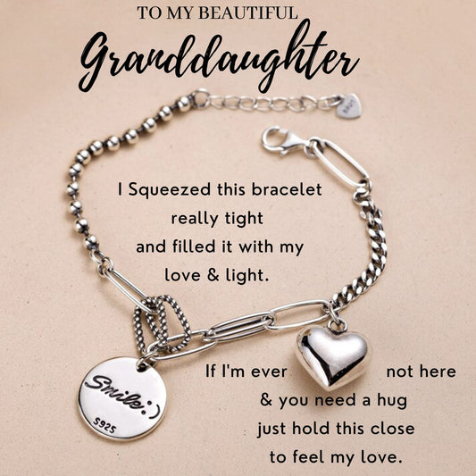 Granddaughter Love & Light - Smile and Heart Charm Bracelet