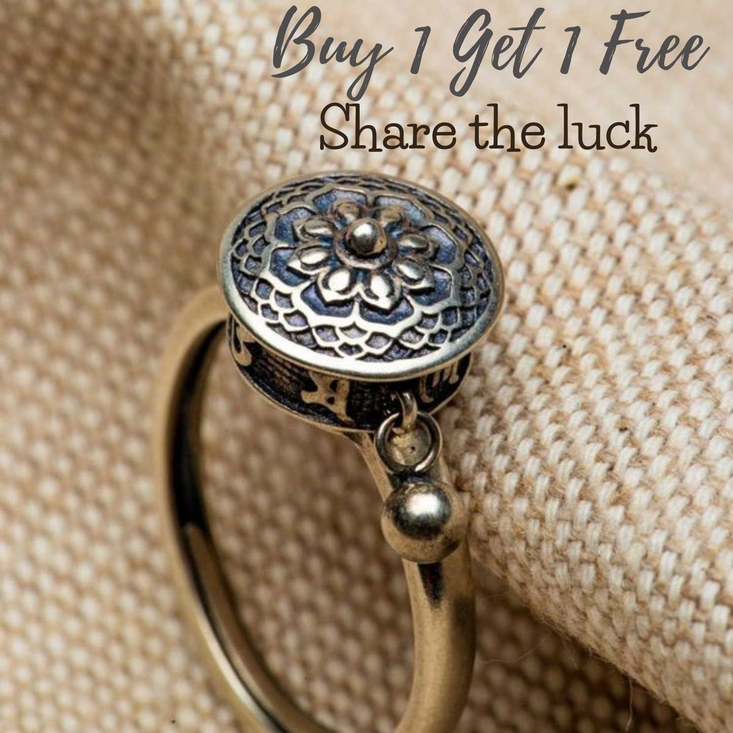 Tibetan Lotus Mandala Lucky Ring - 1+1 FREE