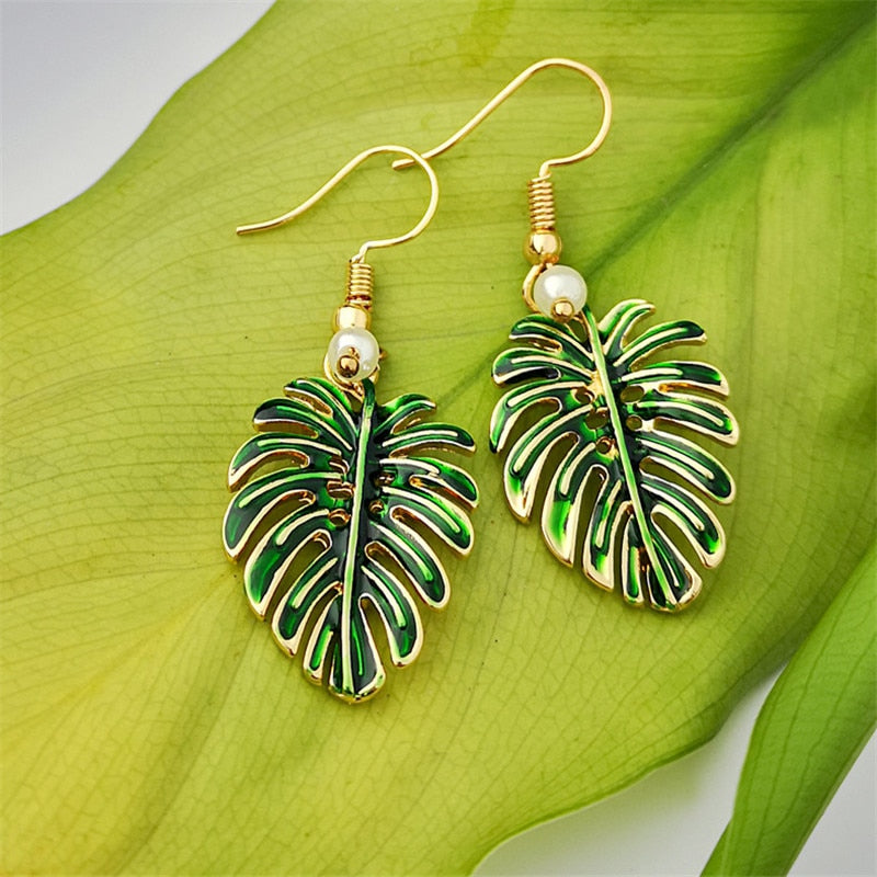 Tropical Leaf Earrings