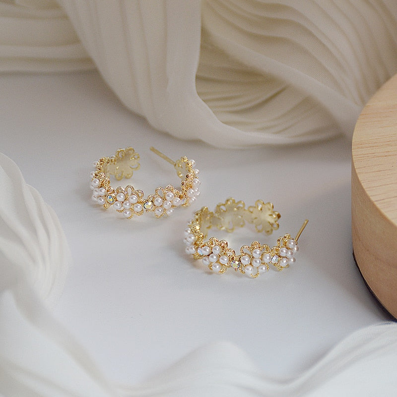 Lace Pearl Earrings set