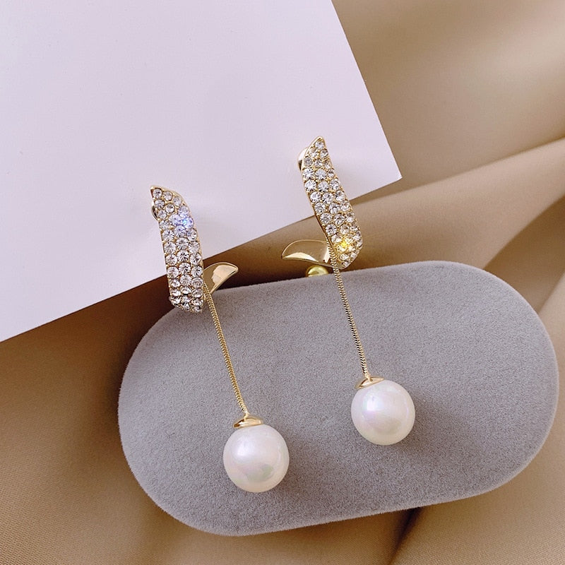 Drop Long Pearl Earrings