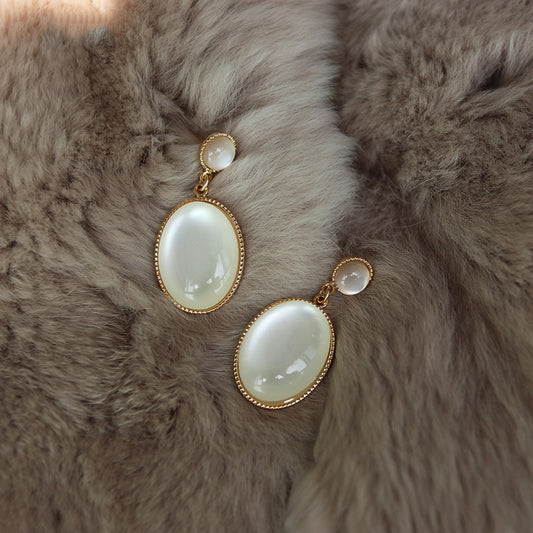 White Stone Drop Earrings