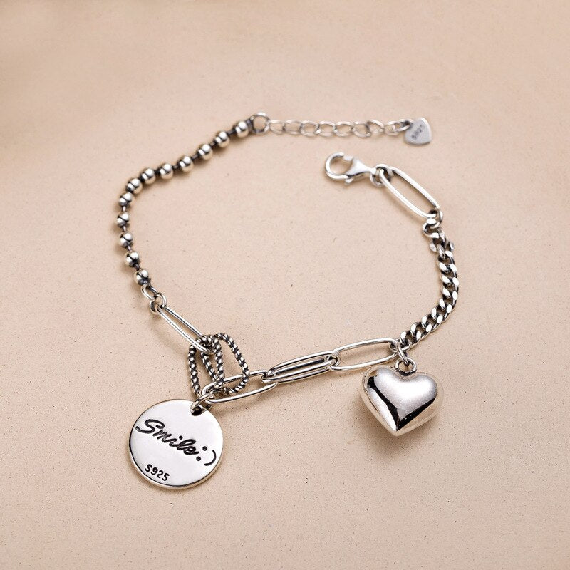 Smile and Heart Charm Bracelet - To My Daughter My Sunshine