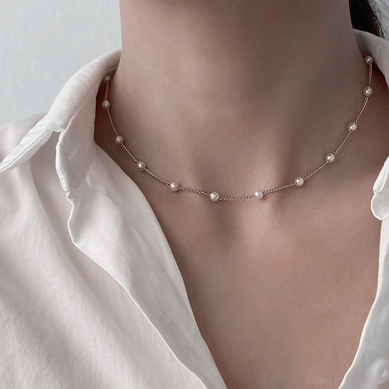 KPOP Pearl Choker Necklace