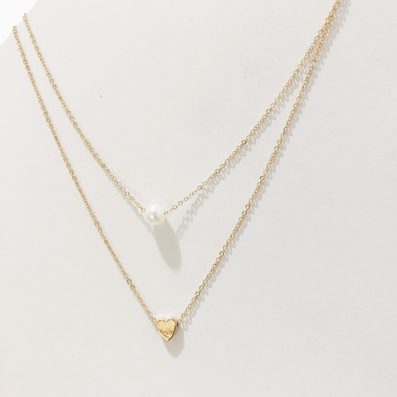 Pearl Heart Double Layer Necklace