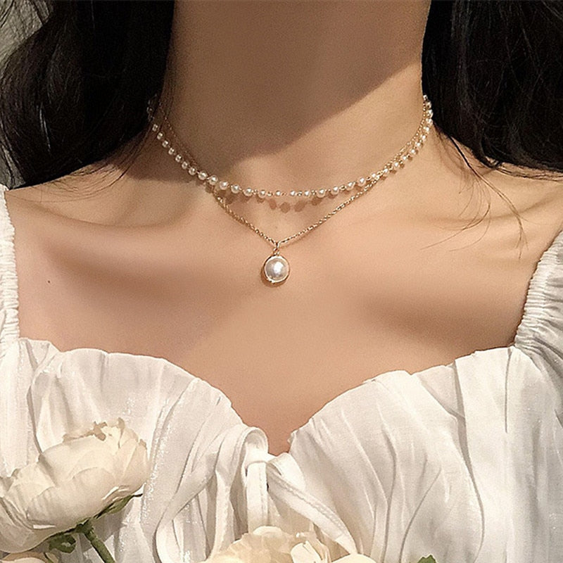 KPOP Pearl Choker Necklace