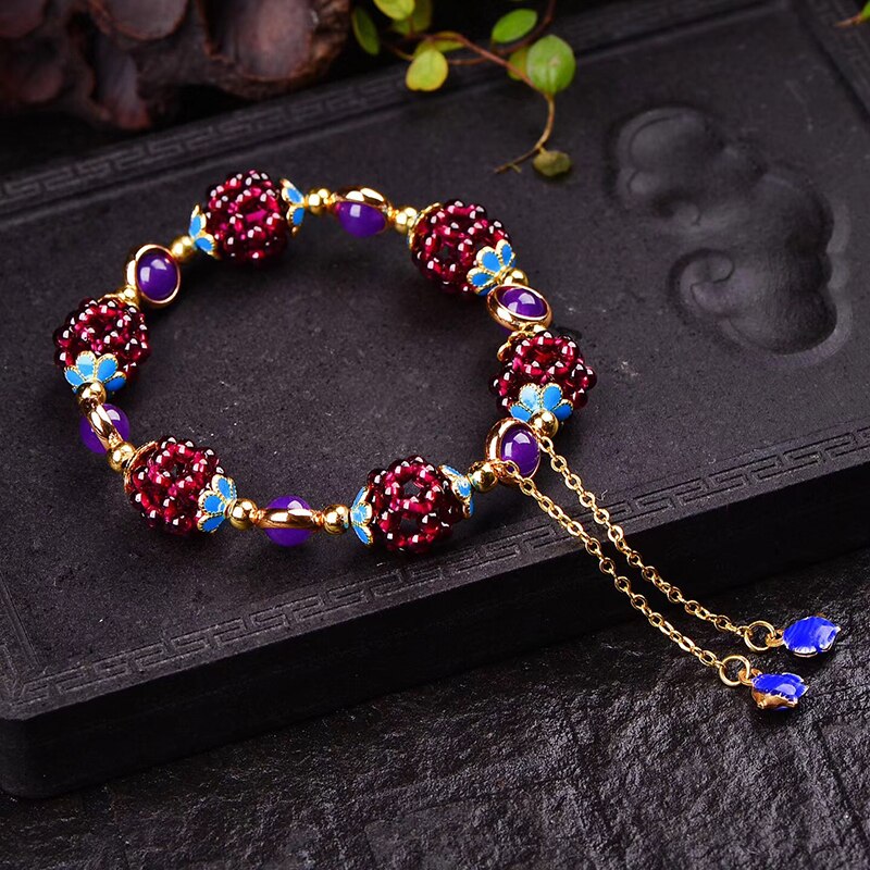 Natural Garnet Stone Pomegranate Bracelet