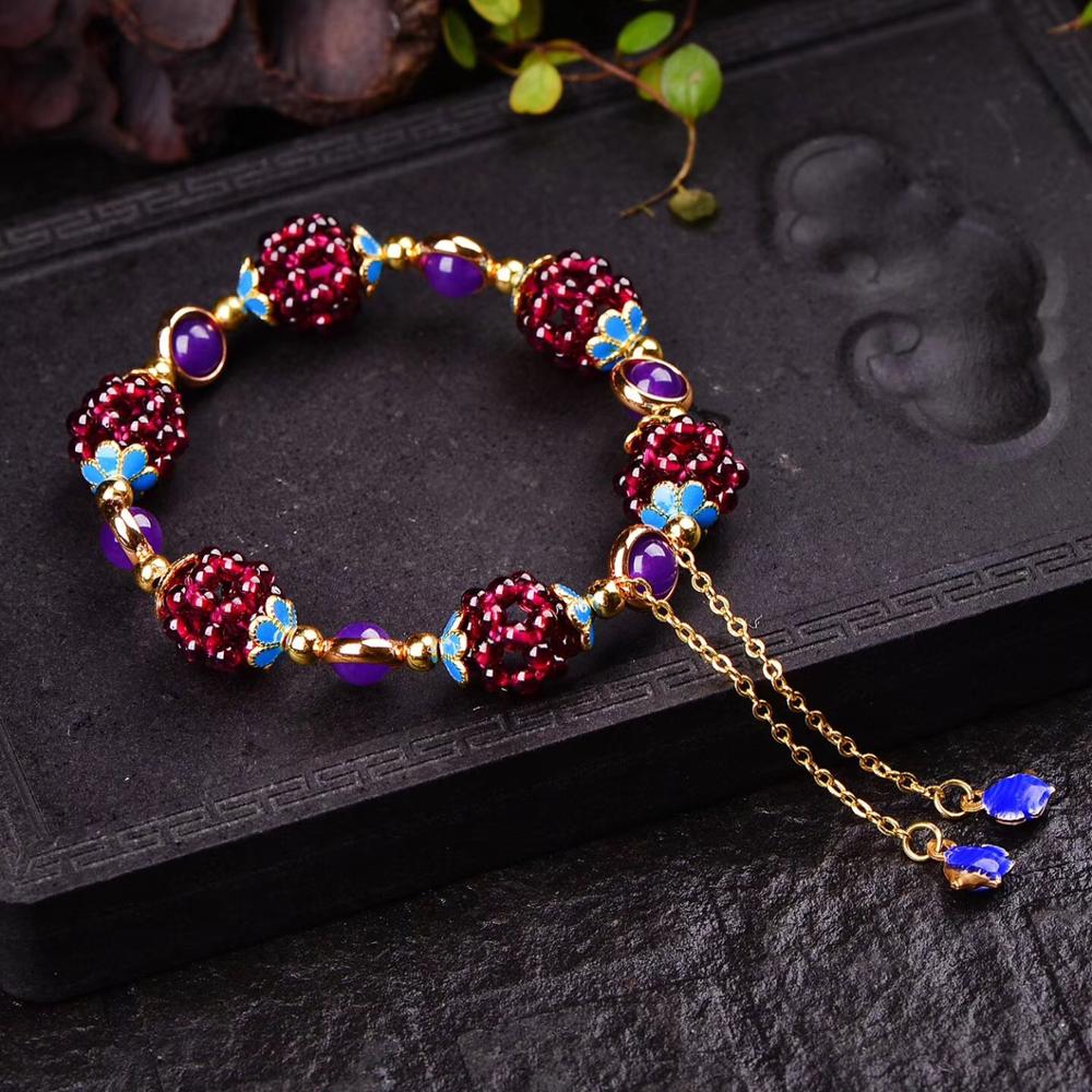 Natural Garnet Stone Pomegranate Bracelet