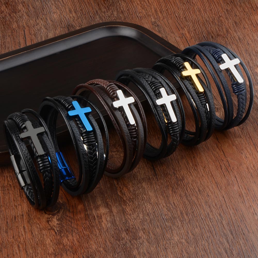 Cross Leather Bracelet