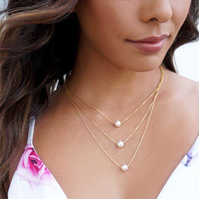 Pearl Heart Double Layer Necklace