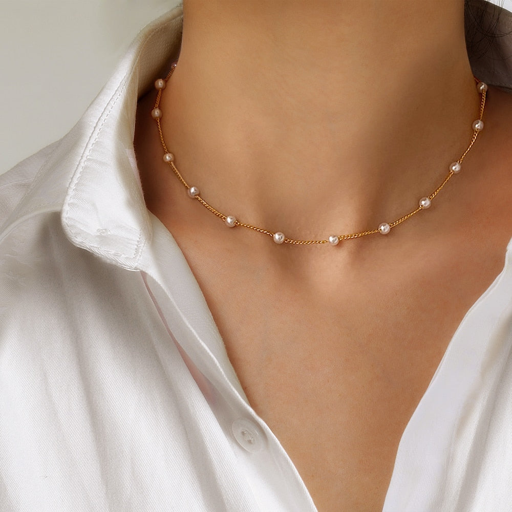 KPOP Pearl Choker Necklace