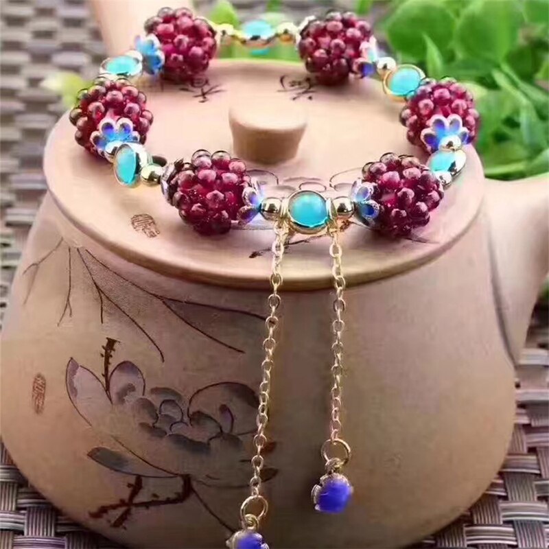 Natural Garnet Stone Pomegranate Bracelet