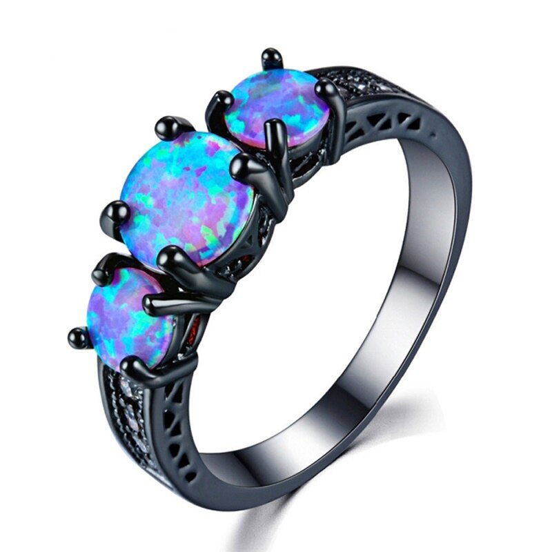 Black Blue Opal Ring