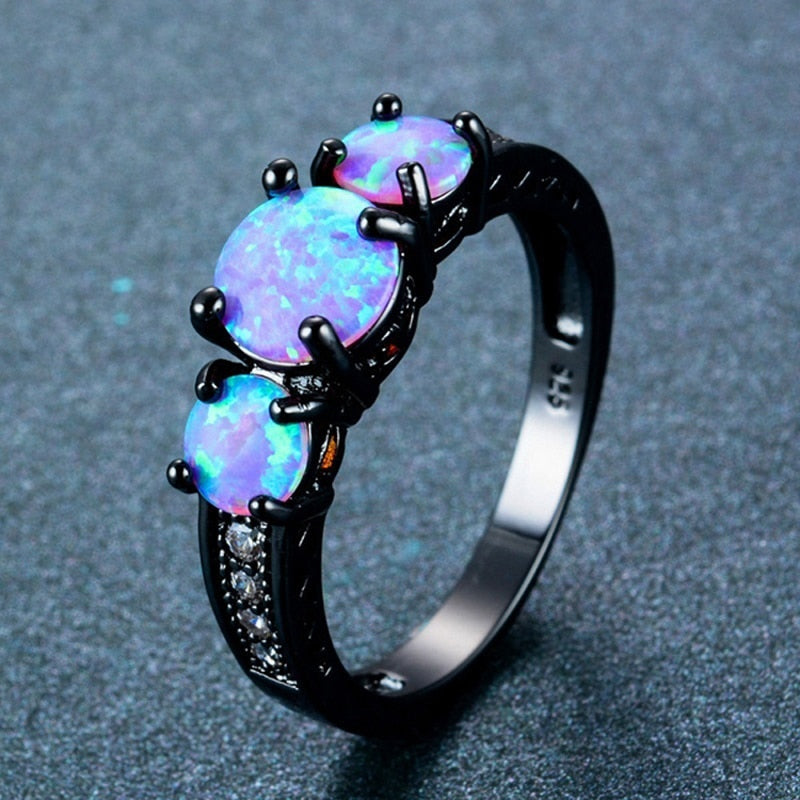 Black Blue Opal Ring