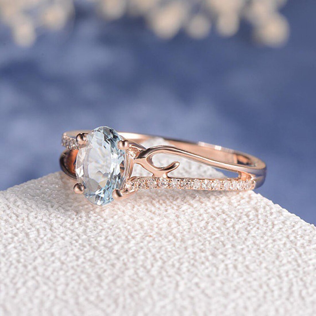 Rose Gold Aquamarine Ring