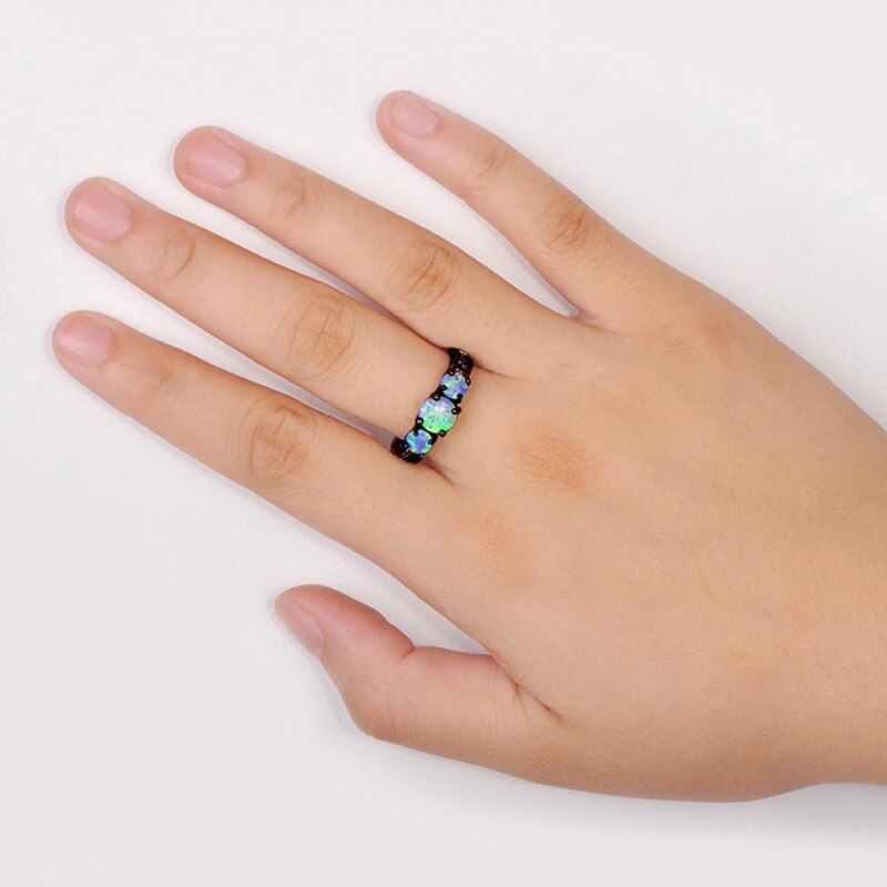 Black Blue Opal Ring