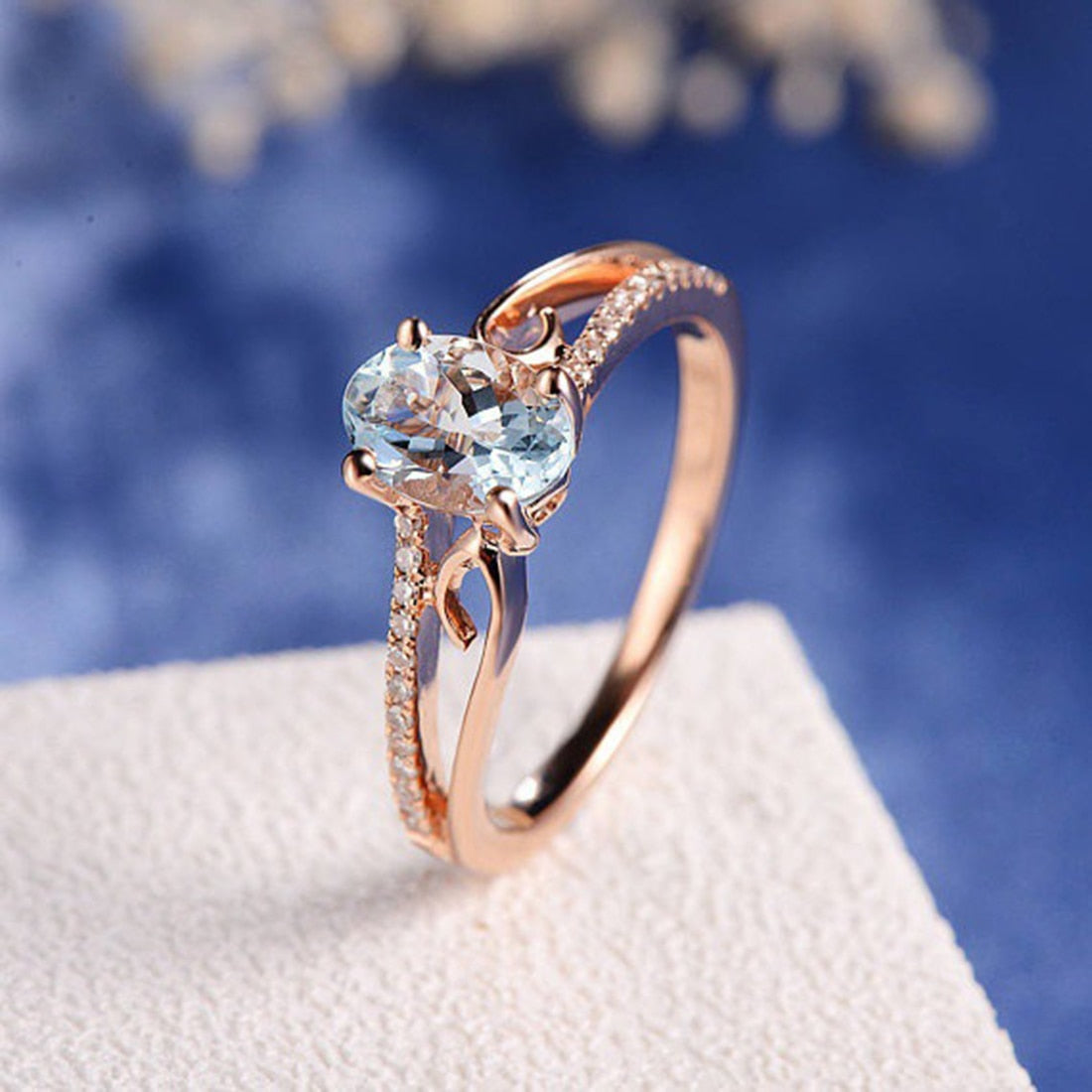 Rose Gold Aquamarine Ring