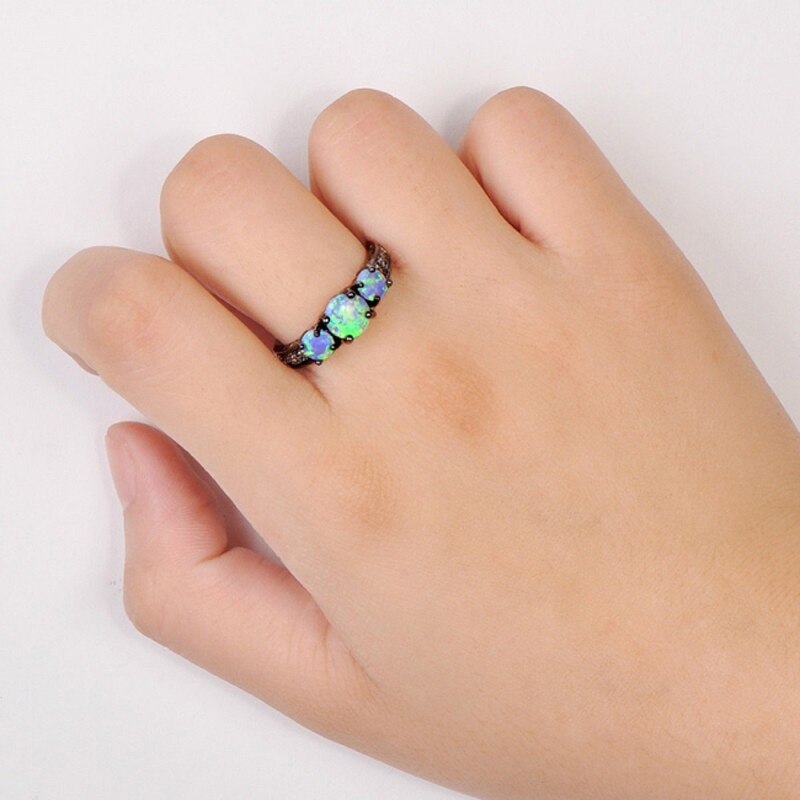 Black Blue Opal Ring