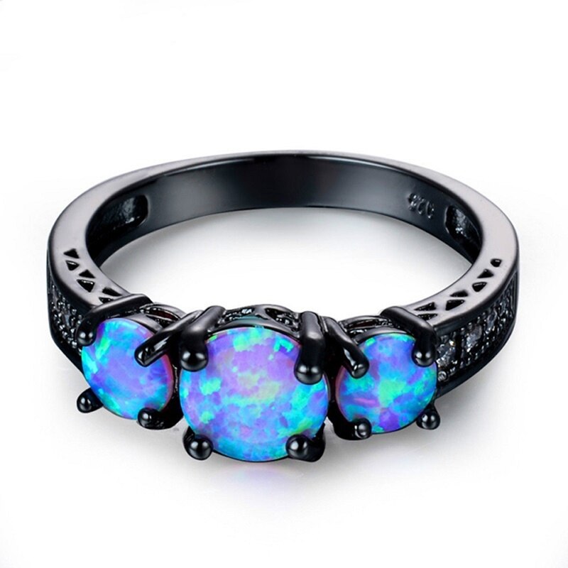 Black Blue Opal Ring