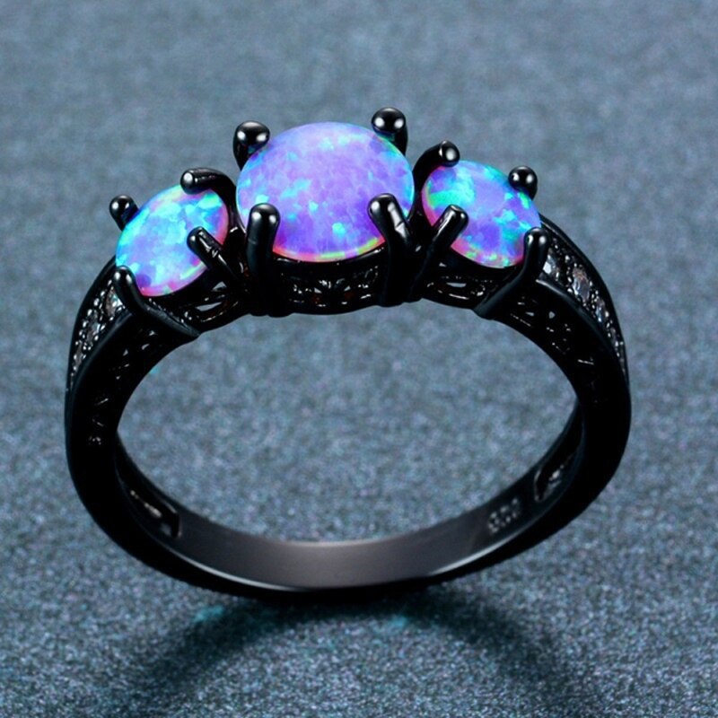 Black Blue Opal Ring