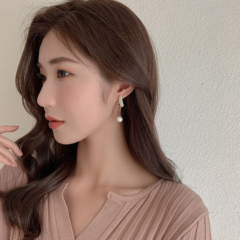 Drop Long Pearl Earrings