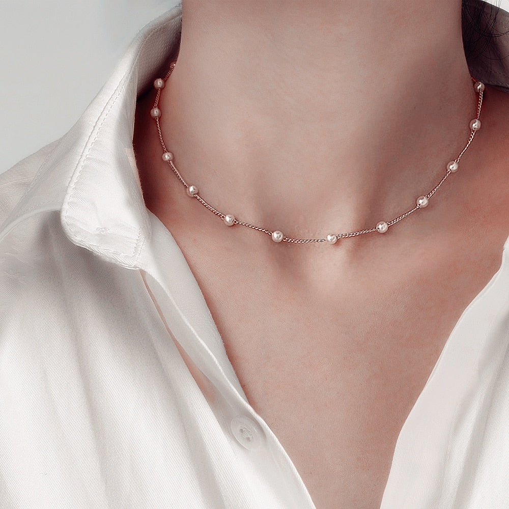 KPOP Pearl Choker Necklace