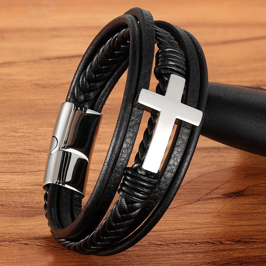 Cross Leather Bracelet