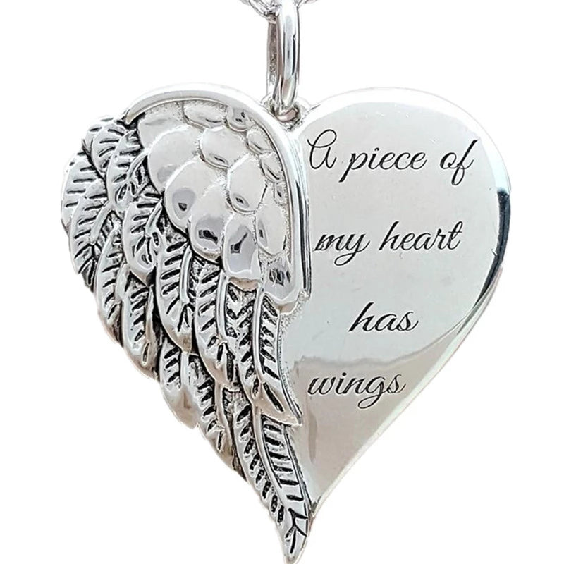 Feather Angel Necklace - Love Heart Wings Pendant