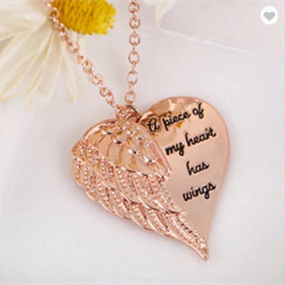 Feather Angel Necklace - Love Heart Wings Pendant