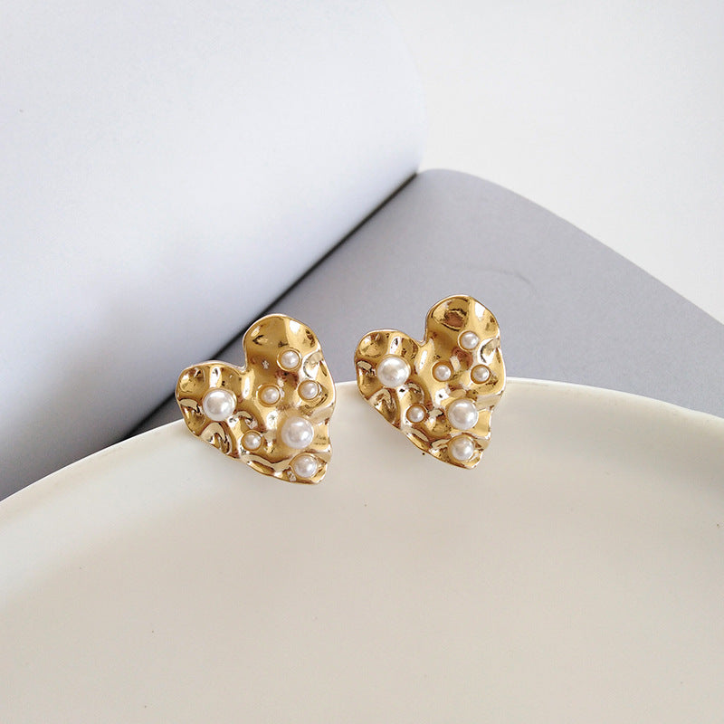 Gold nugget heart earrings