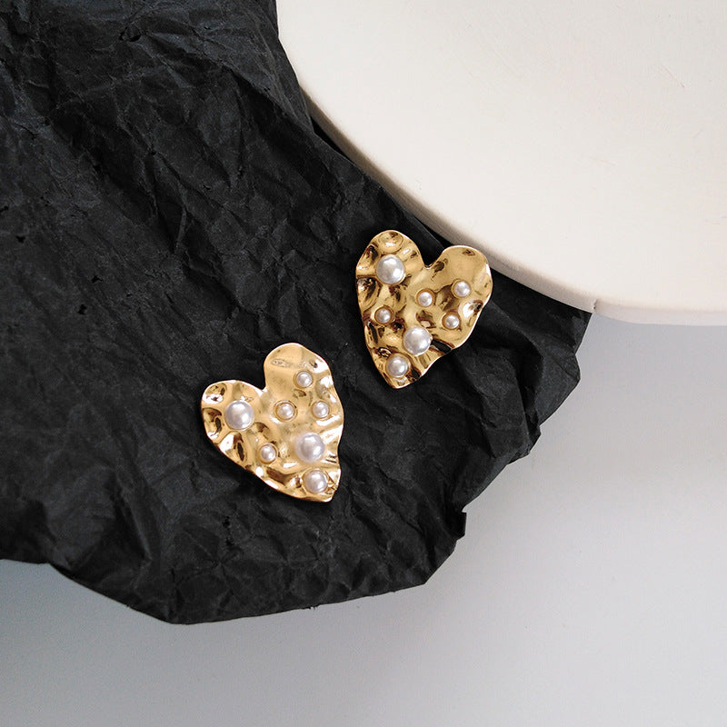 Gold nugget heart earrings