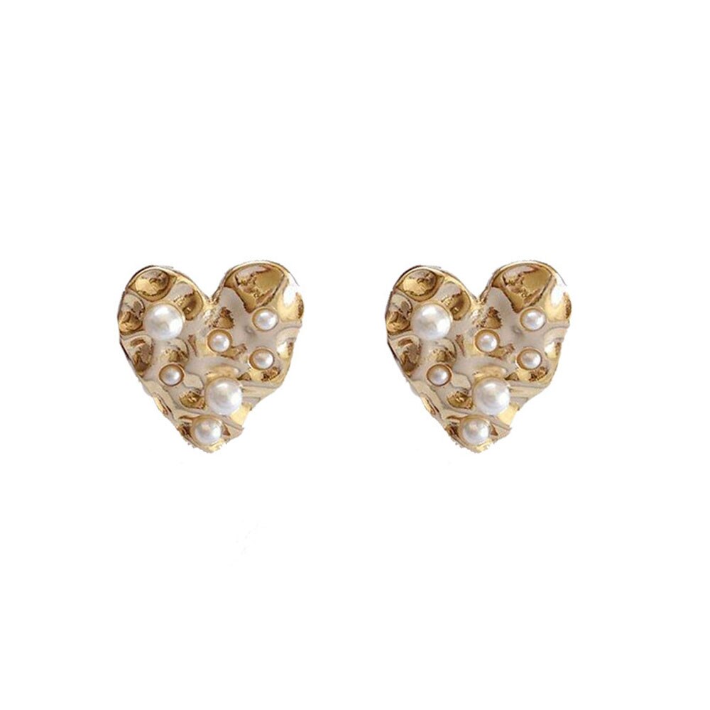 Gold nugget heart earrings