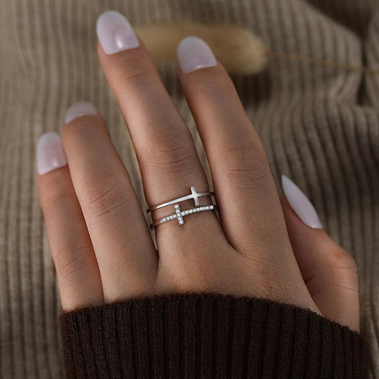 To My Daughter "Pray Through It" Double Cross Ring